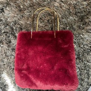 Burgundy Faux fur purse
